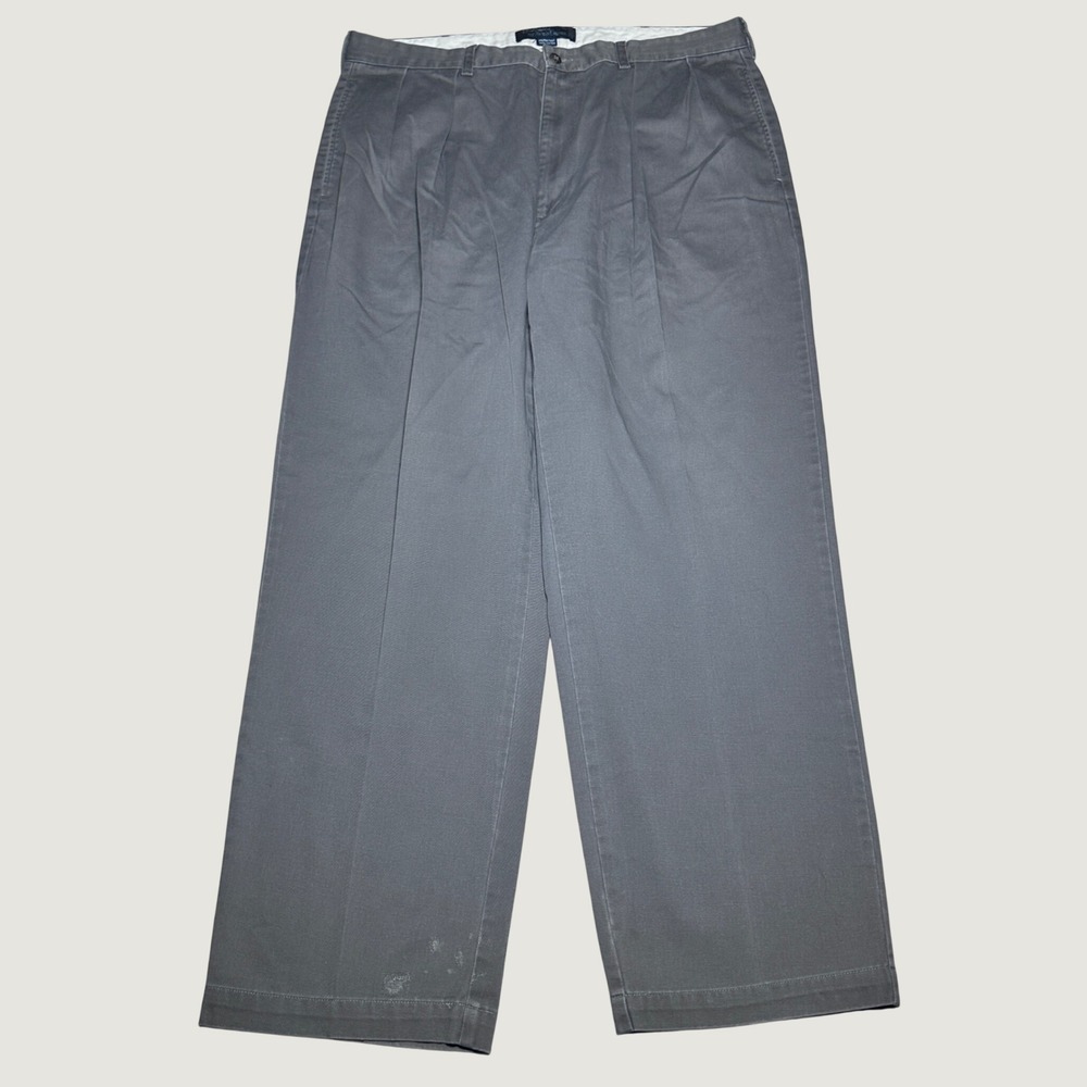 Polo Ralph Lauren Andrew Pants Mens 36x30* Pleated Cotton Chino Grey Vintage 90s